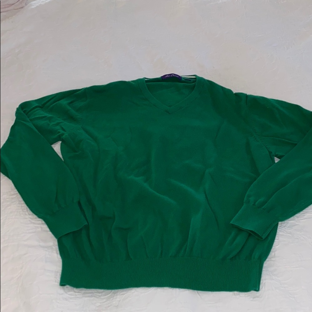 Alan Flusser Green V Neck Sweater